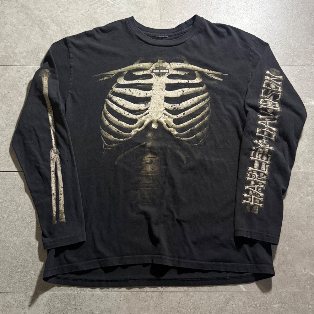 Harley Davidson Skeleton Rib-Cage Long Sleeve Shirt